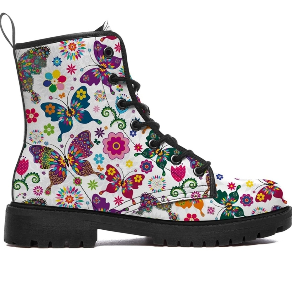 Butterfly Boots Womens Mens Combat Boots Lace Up Ankle Boot Waterproof Anti-Slip
